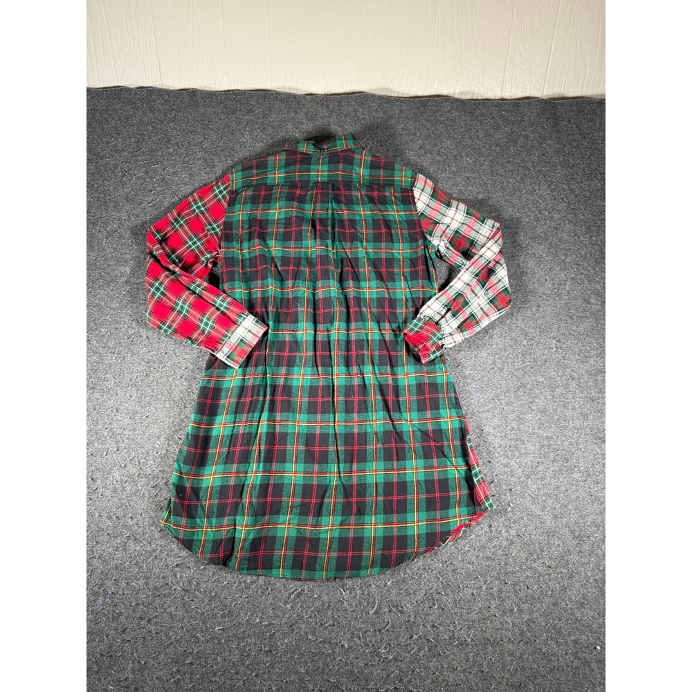 Lauren Ralph Lauren Mixed Plaid Patchwork Flannel Shirt Dress Red Green Small - Picture 6 of 11